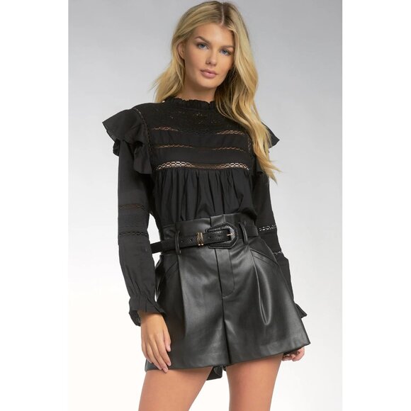 Elan Sz. S New Long Sleeve Lace Smocked Top Victorian Romantic - Picture 2 of 15